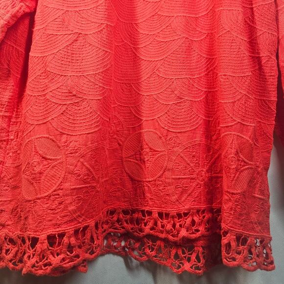Chico's Promenade Embroidered Top in Hibiscus 3/4 Sleeve Size 3 - XL - 16 - Picture 5 of 11